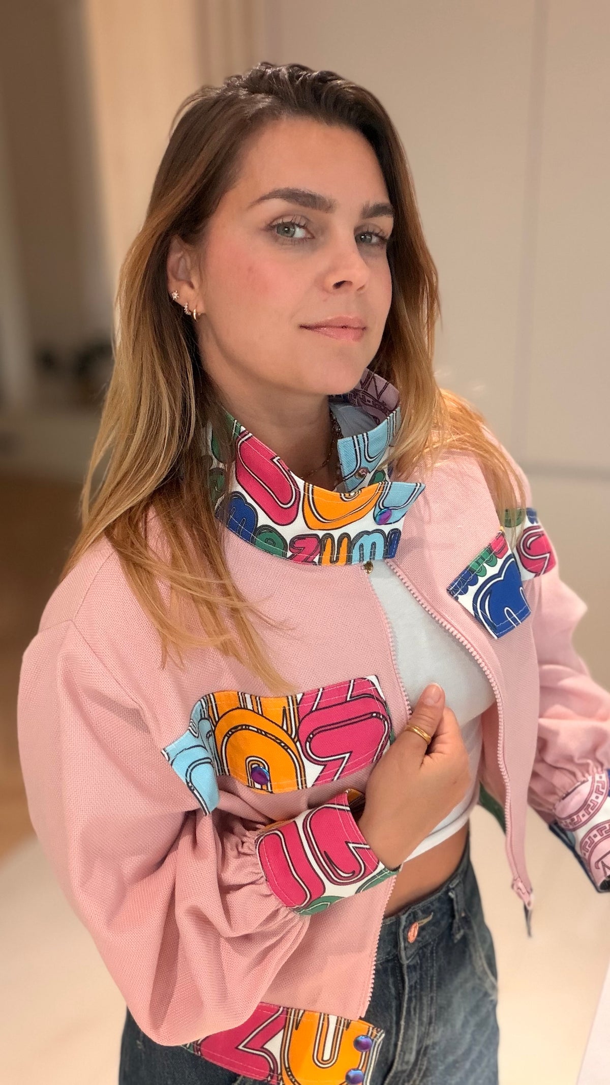 Skladom - Pink Letters Jacket krátka
