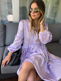 Purple satin dress