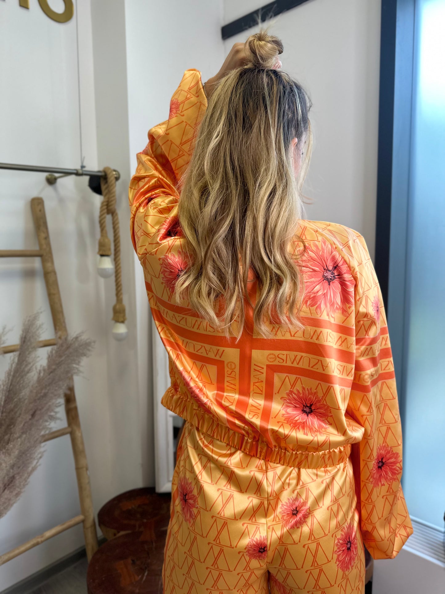 Set zip satin Light Orange