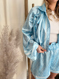 Set zip satin Blue