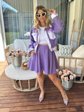 Purple Flower skirt Set
