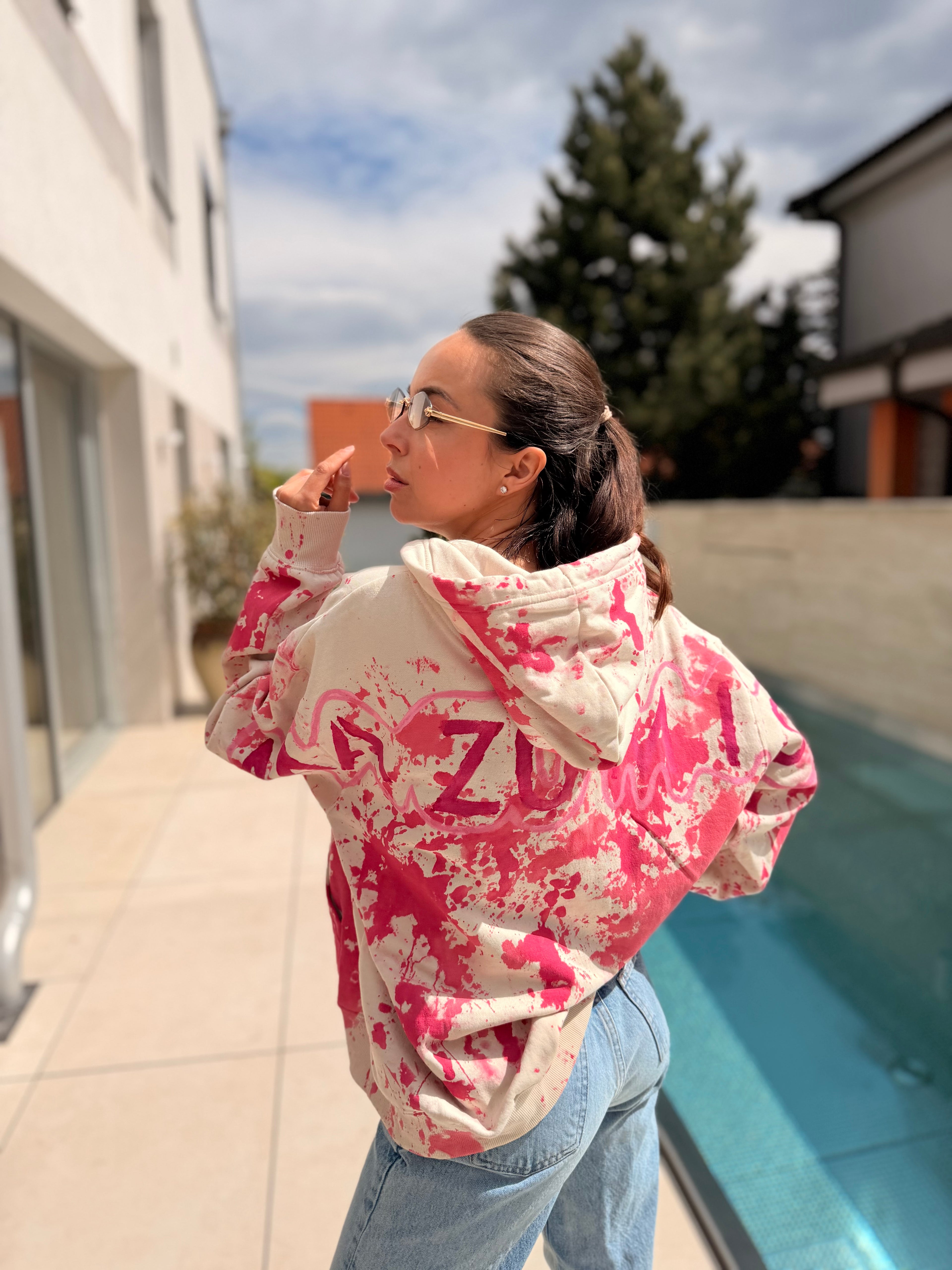Hoodie Mazumis Cream Pink