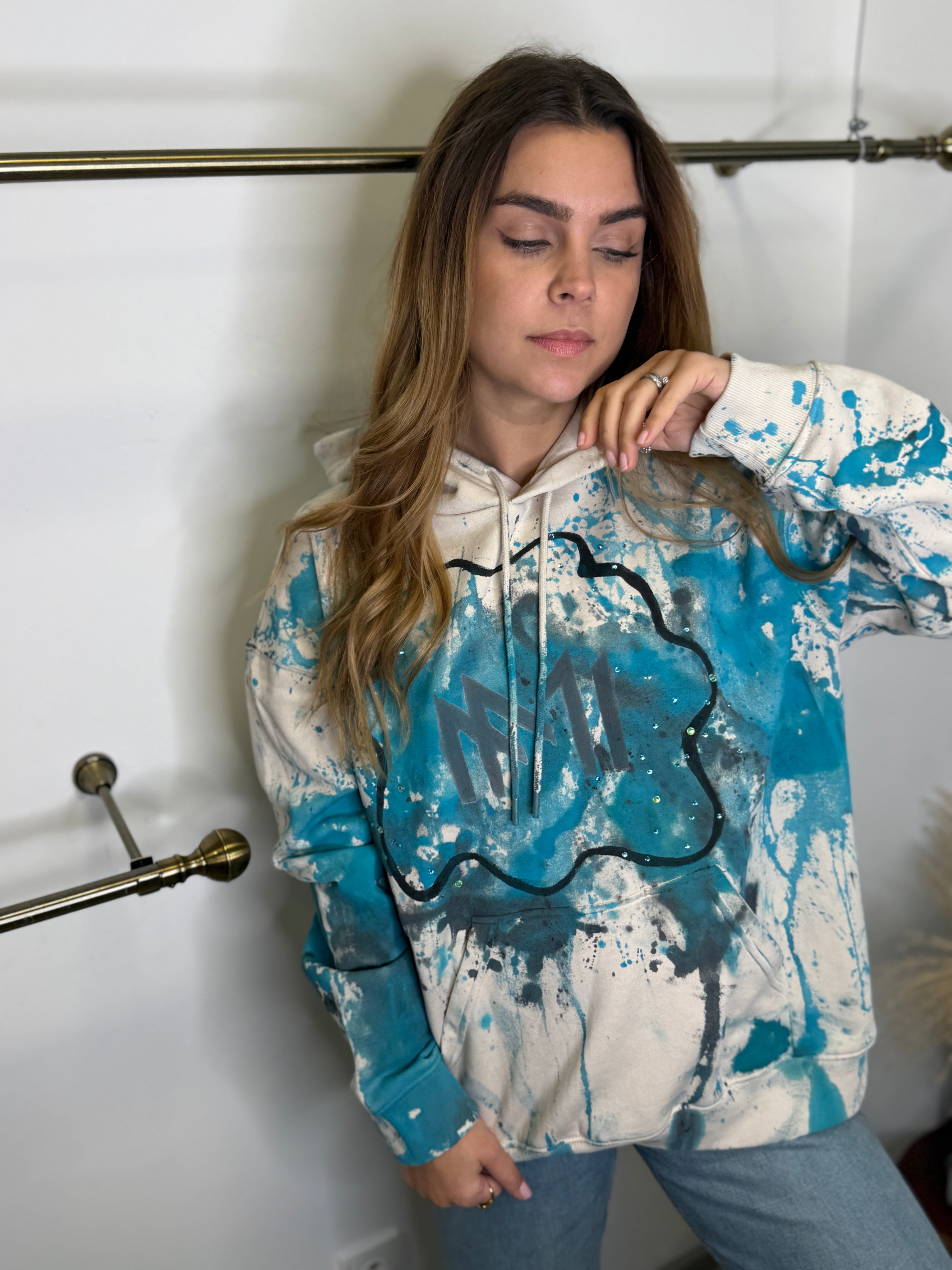 Hoodie Mazumis Cream Blue