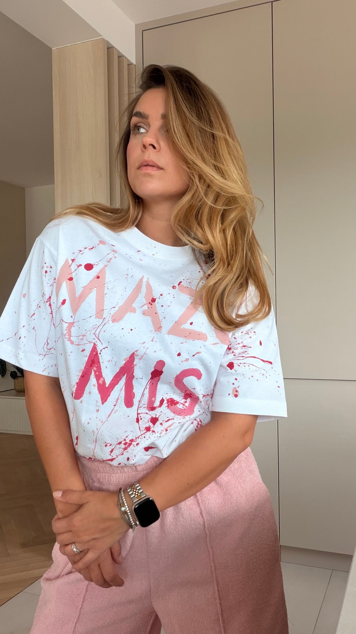 Skladom Tričko Pink Mazumis White