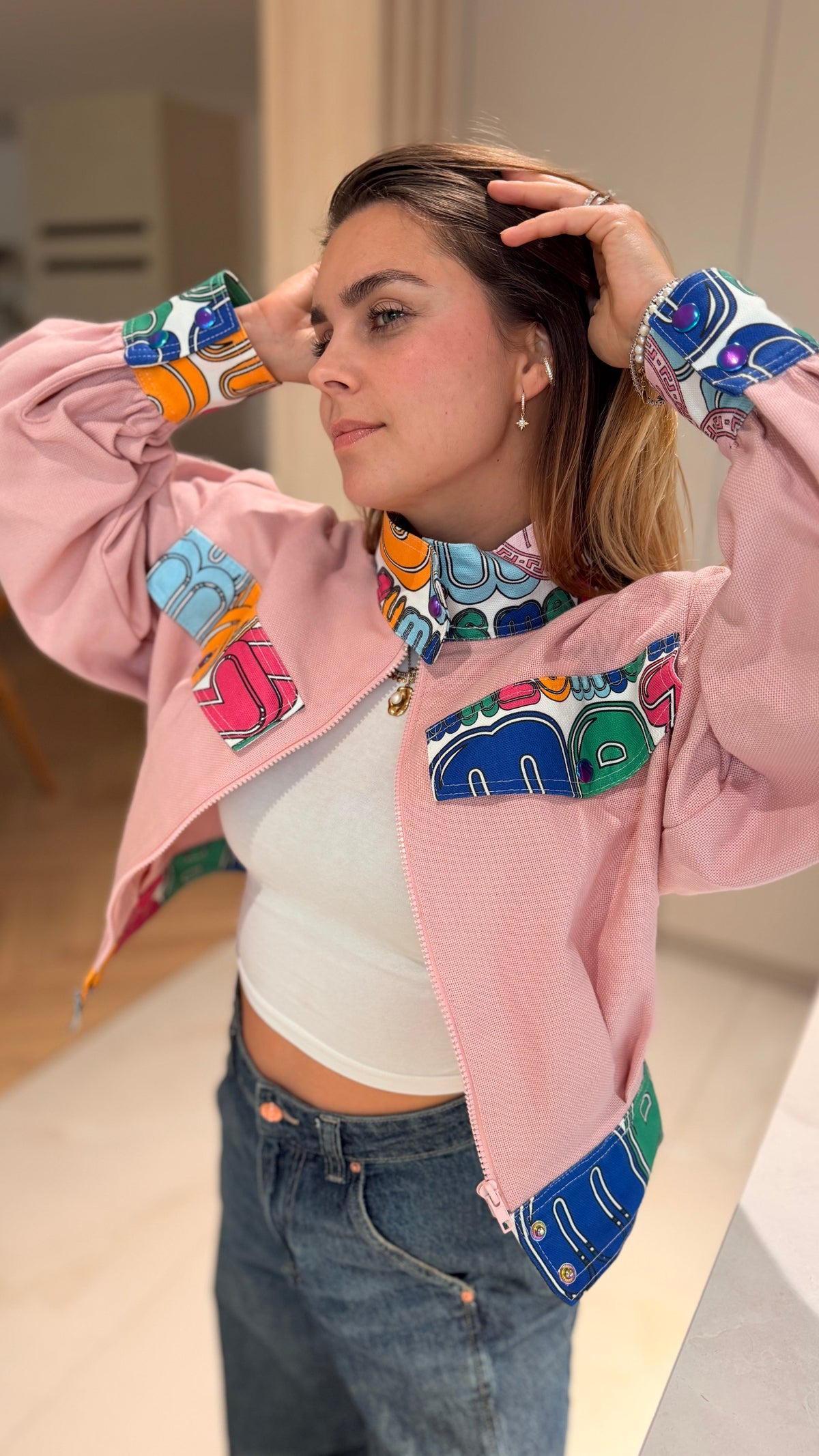 Skladom - Pink Letters Jacket krátka