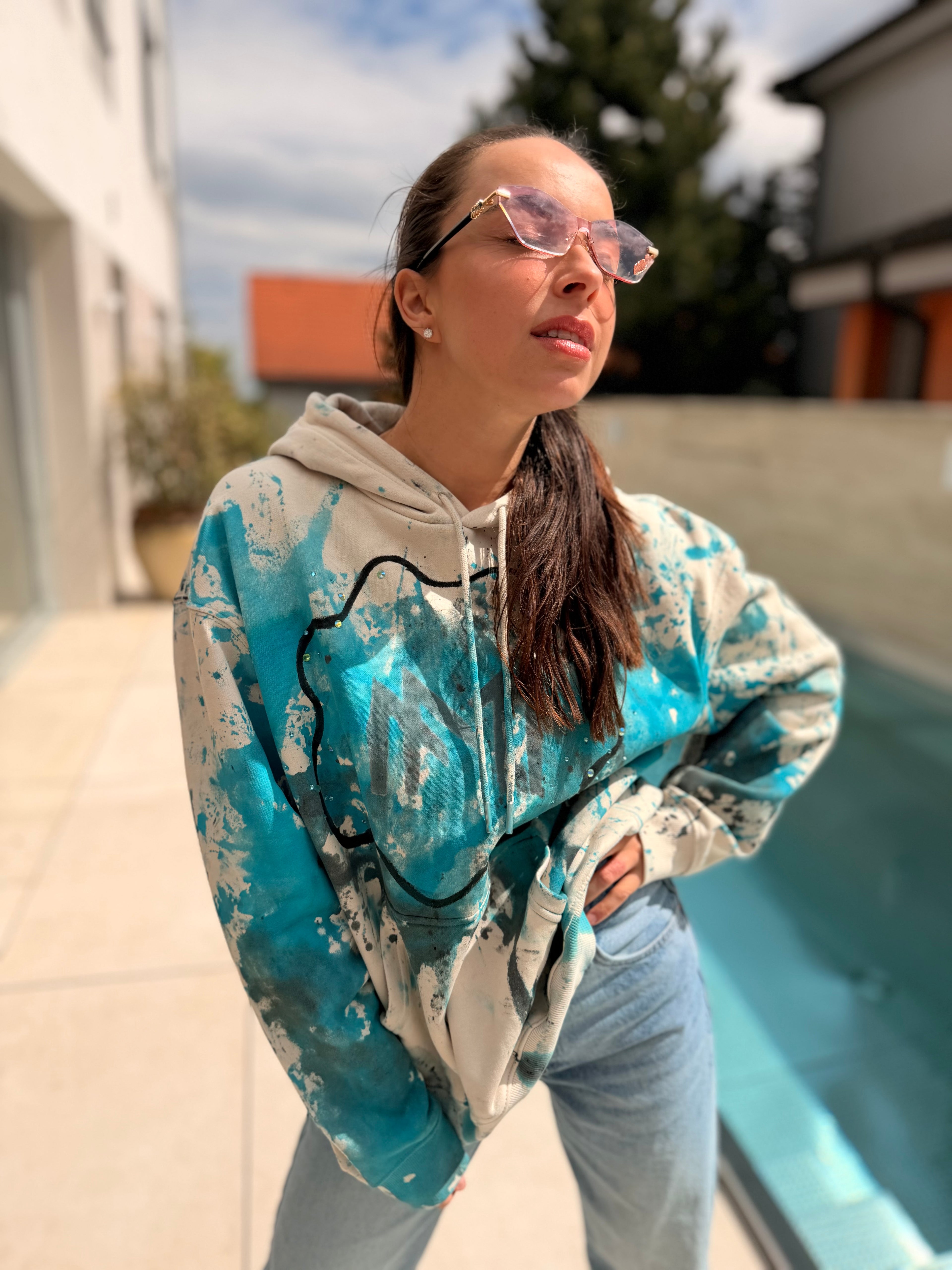 Hoodie Mazumis Cream Blue