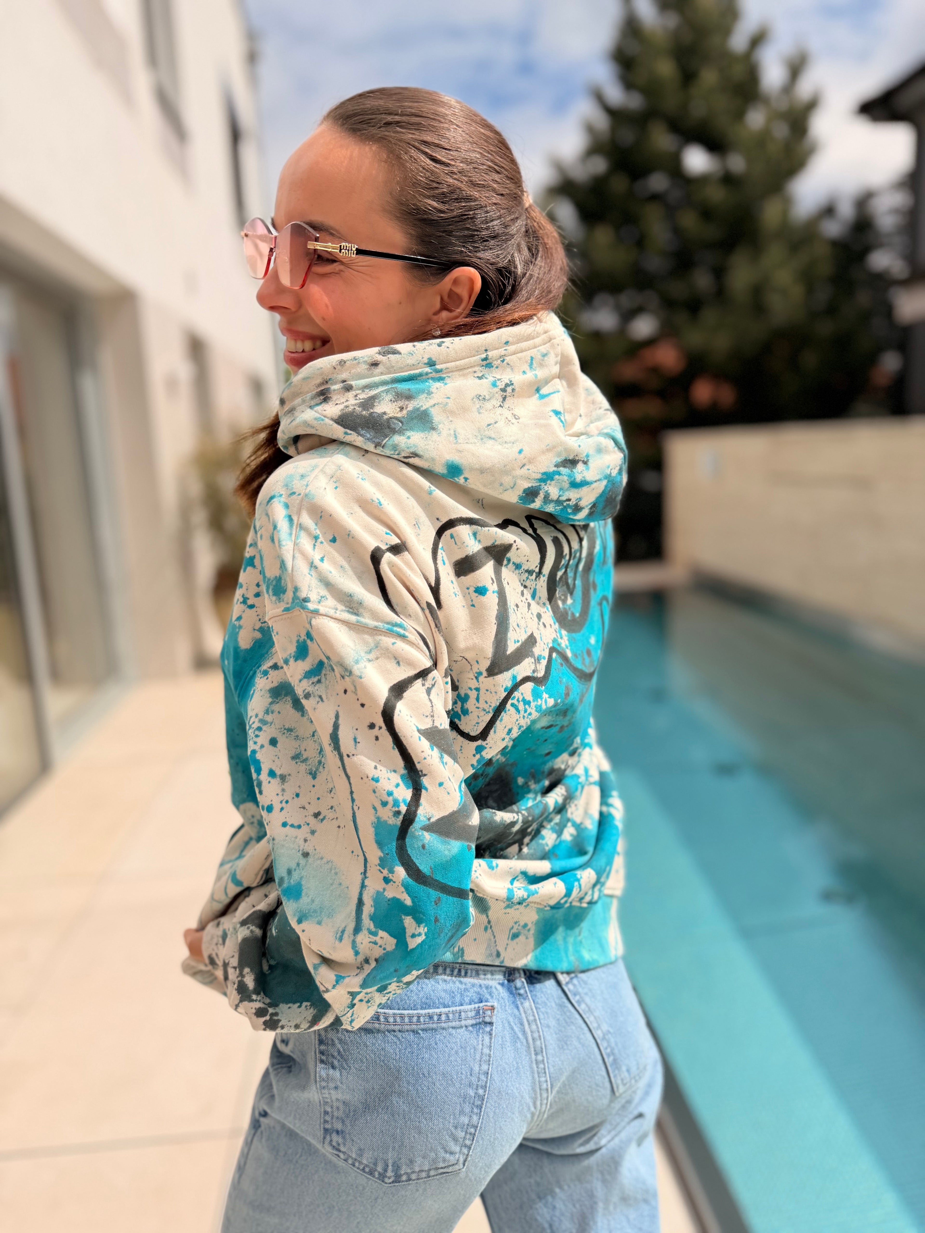 Hoodie Mazumis Cream Blue