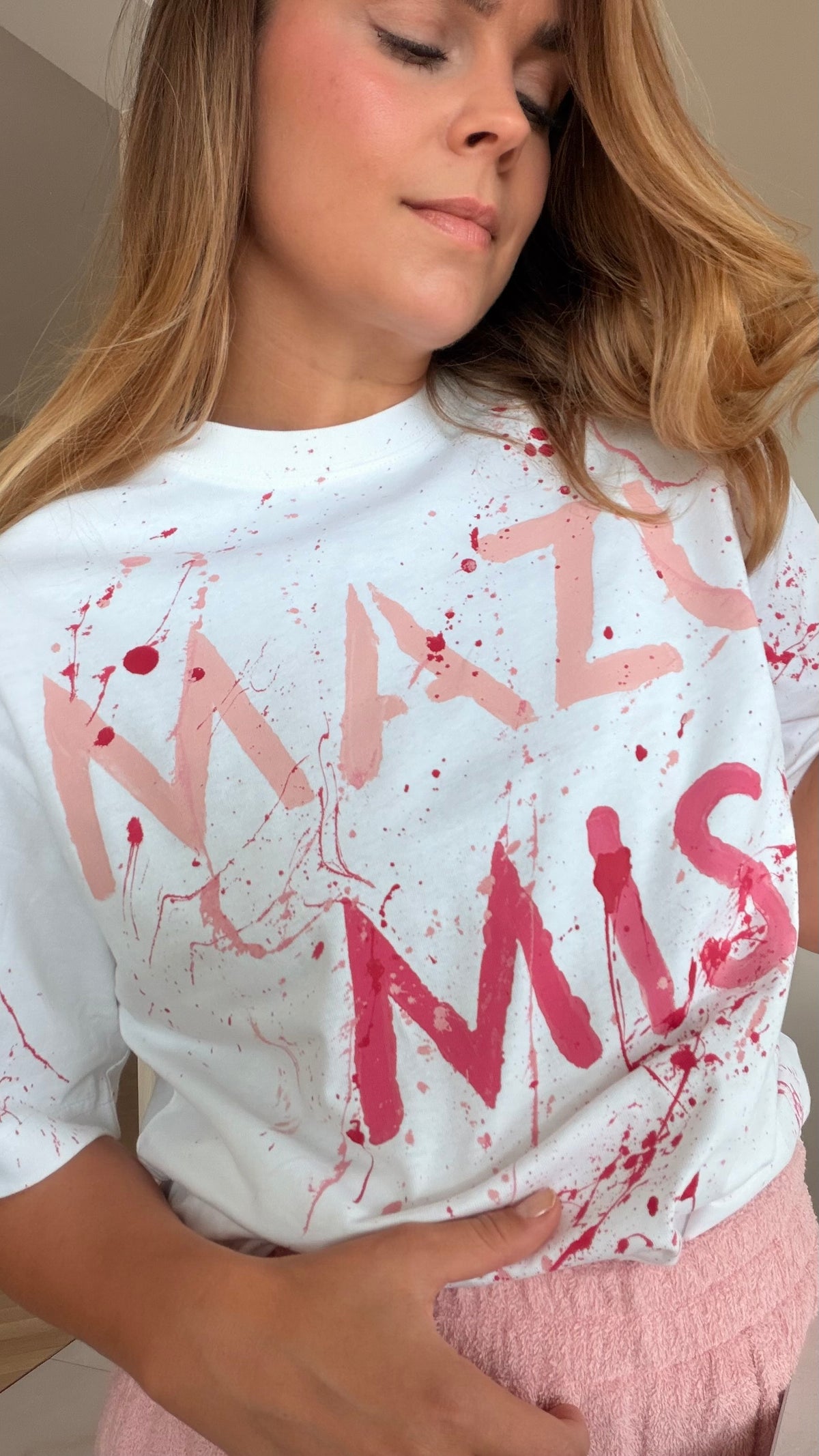Skladom Tričko Pink Mazumis White