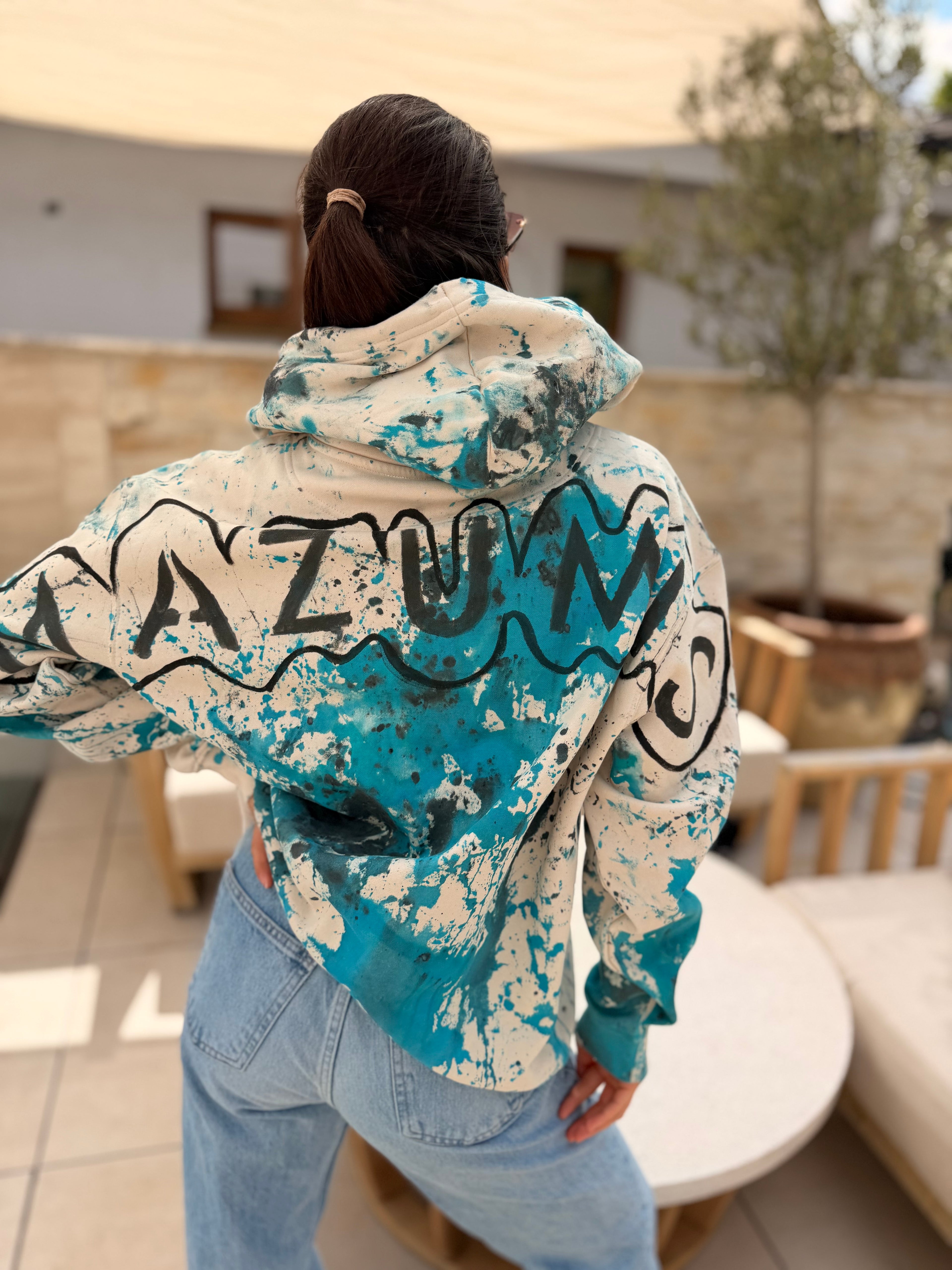 Hoodie Mazumis Cream Blue