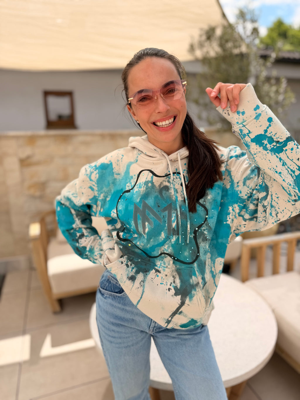 Hoodie Mazumis Cream Blue