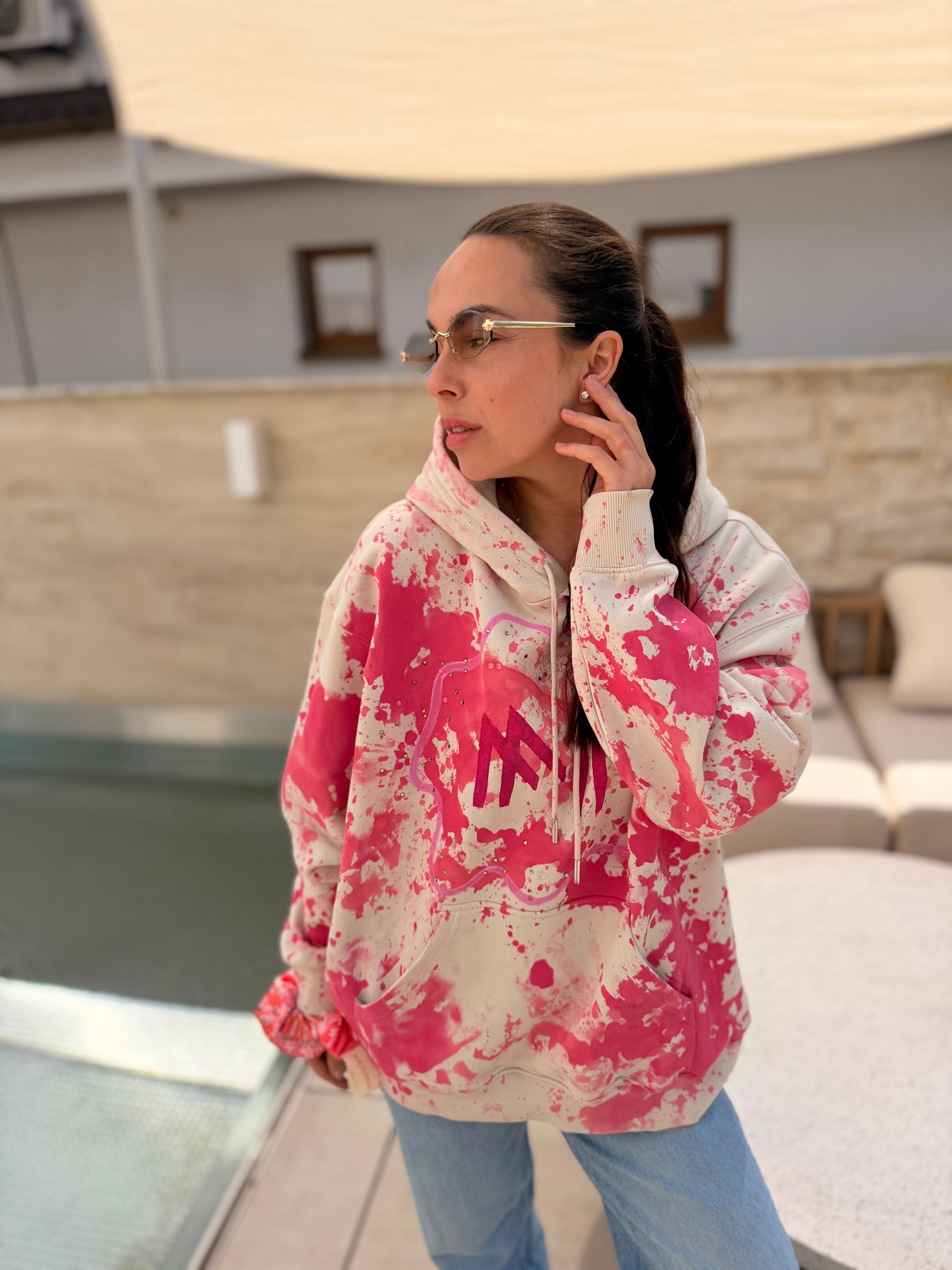 Hoodie Mazumis Cream Pink
