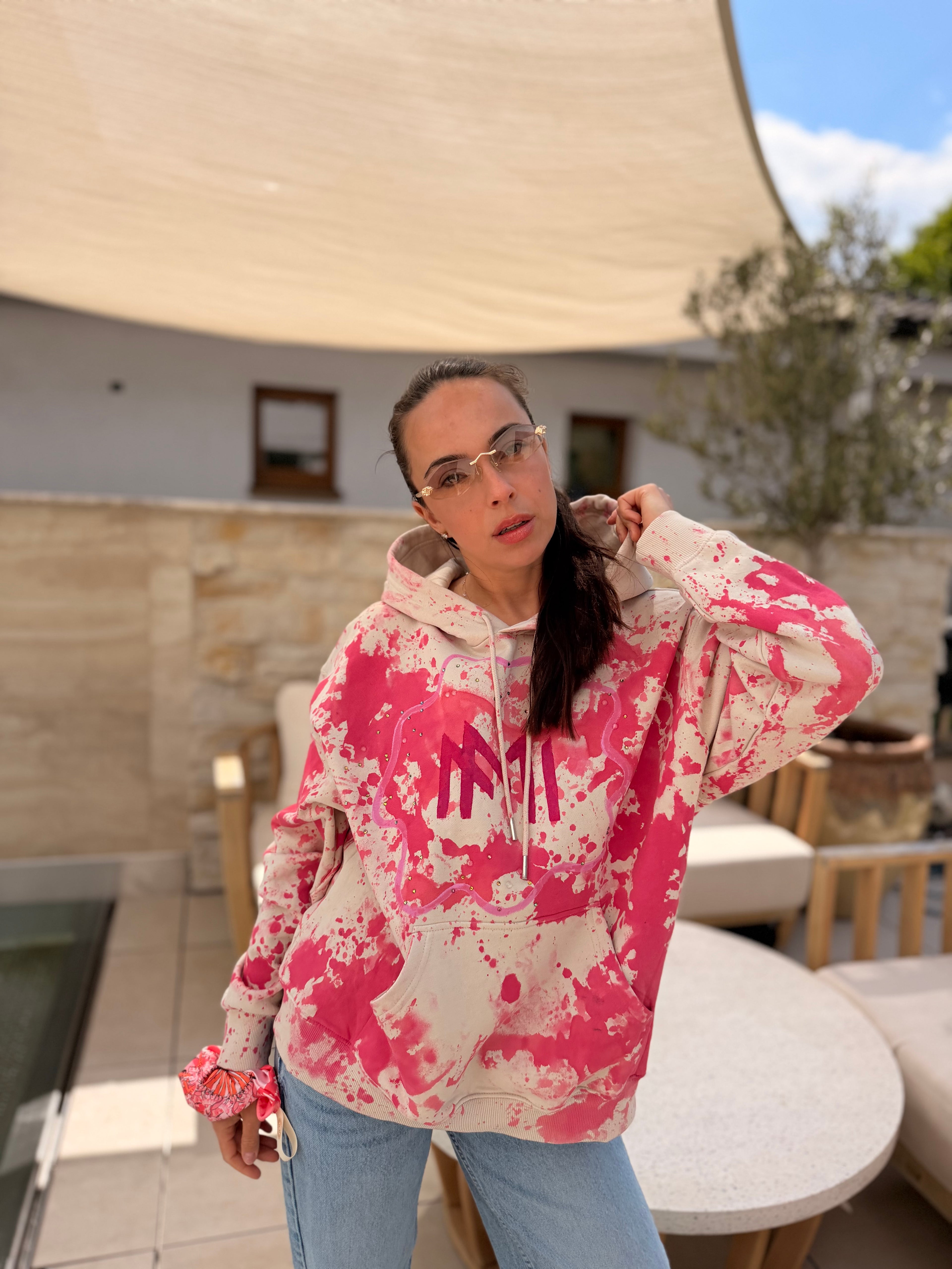 Hoodie Mazumis Cream Pink
