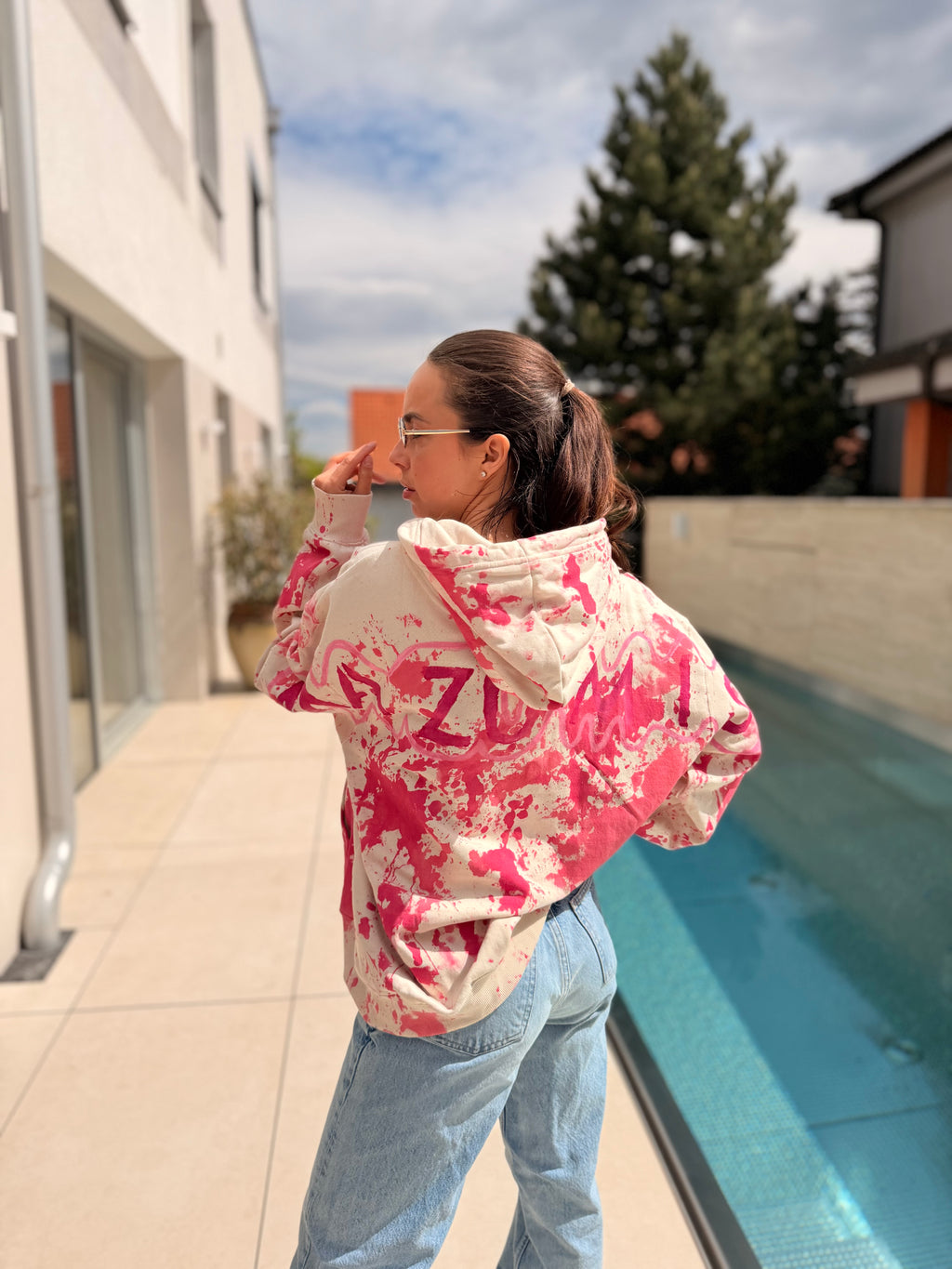 Hoodie Mazumis Cream Pink