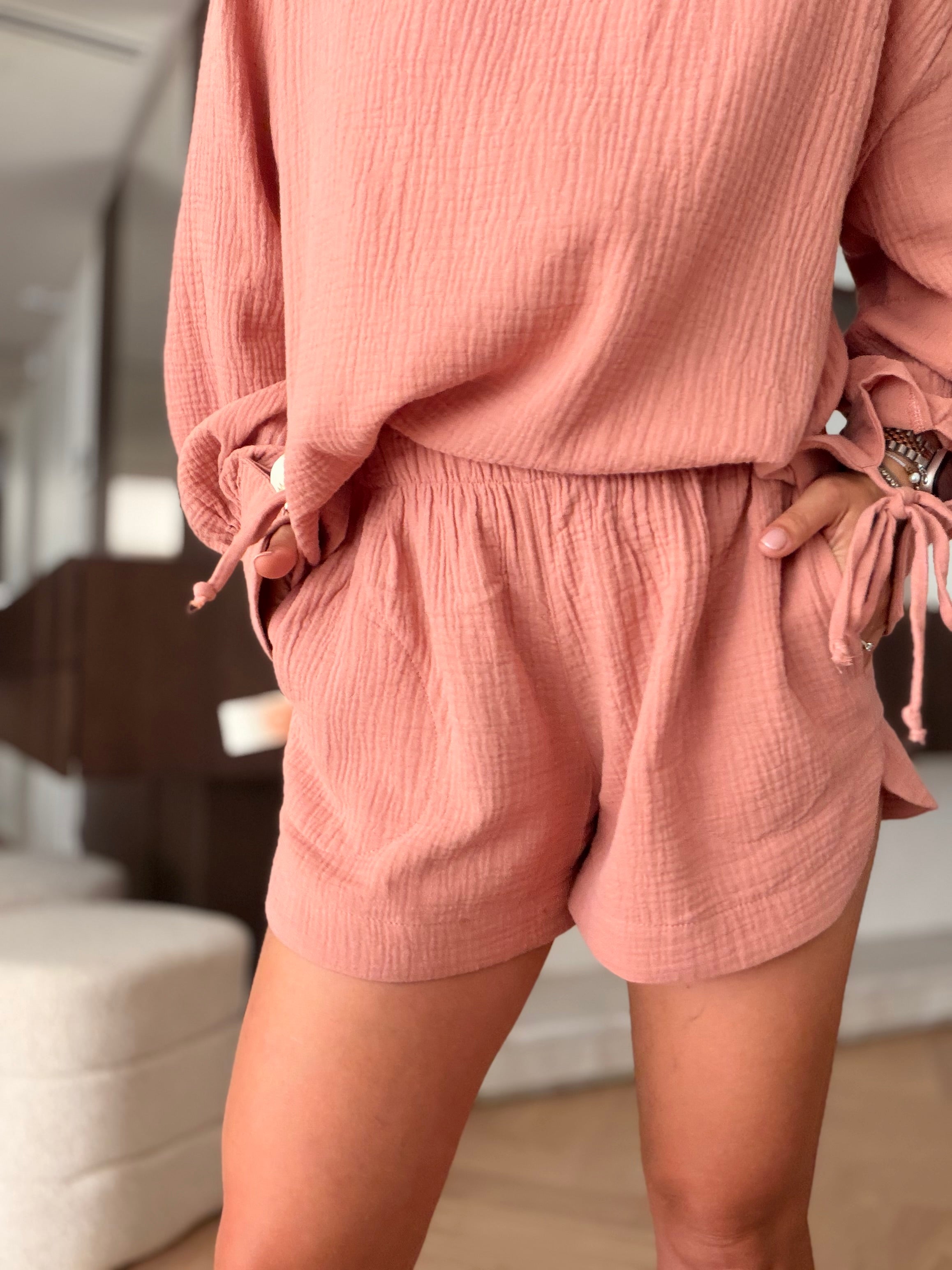 Mušelín short Set old Pink