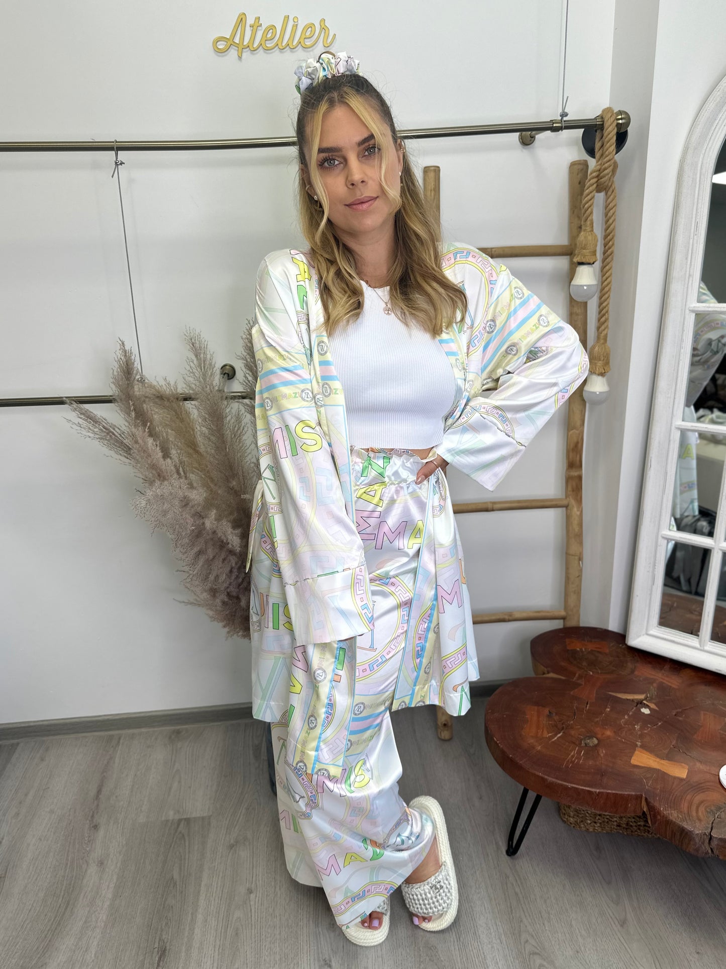 Nohavice satin Pastel