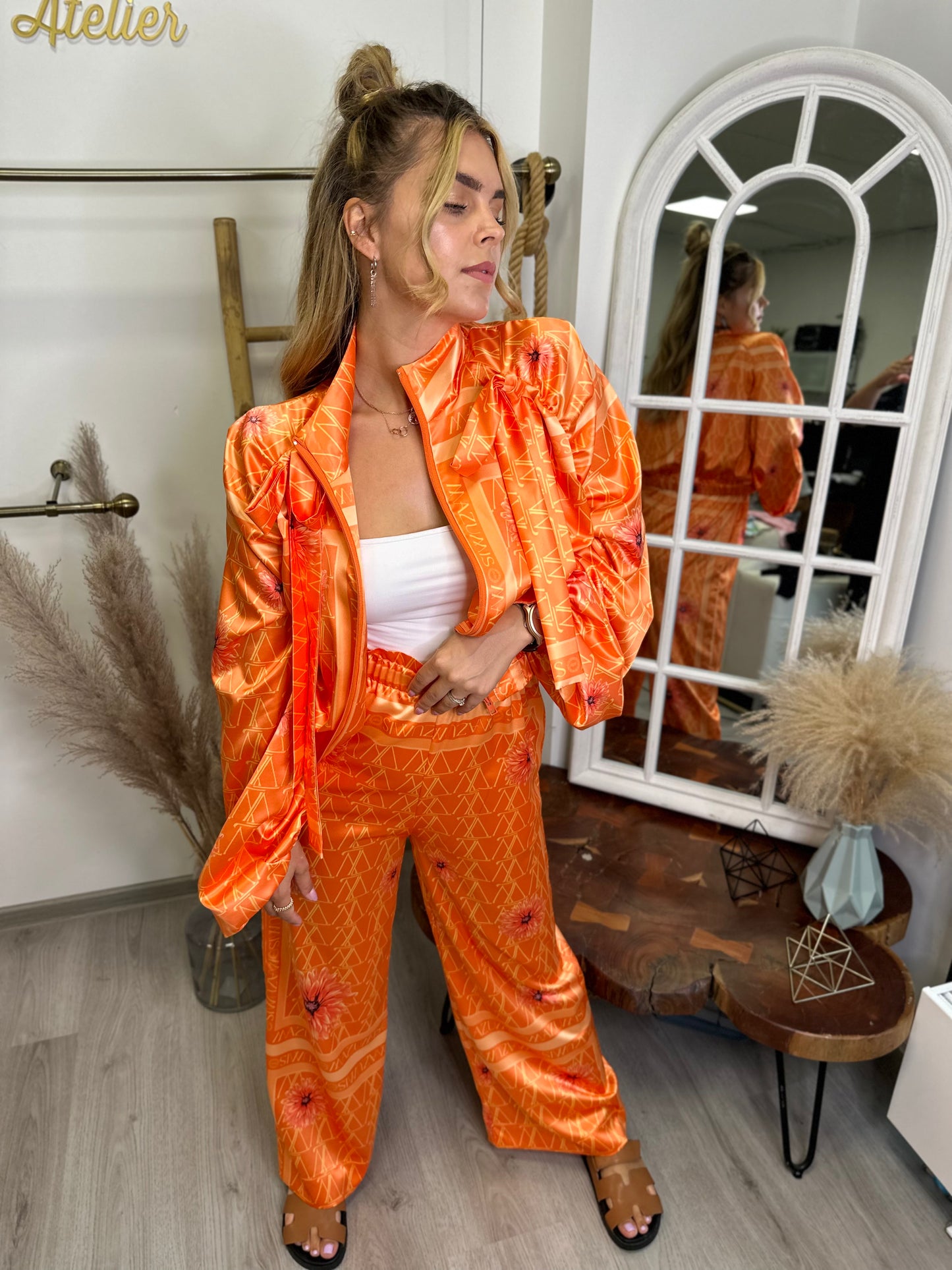 Set zip satin Orange