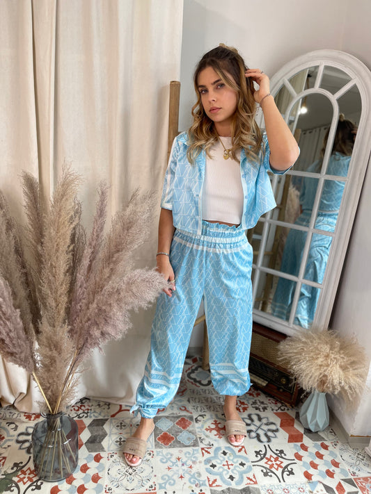 Pants satin Blue
