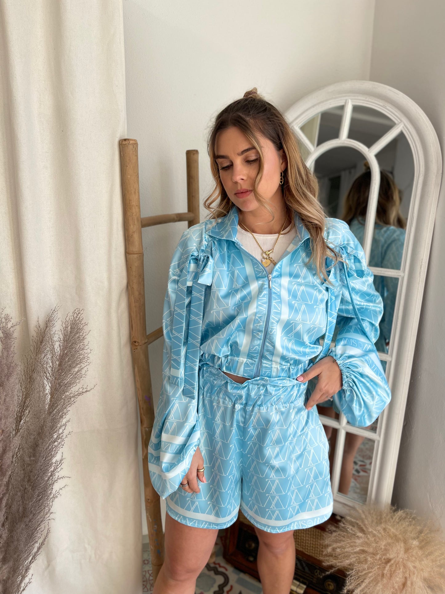Set zip satin Blue