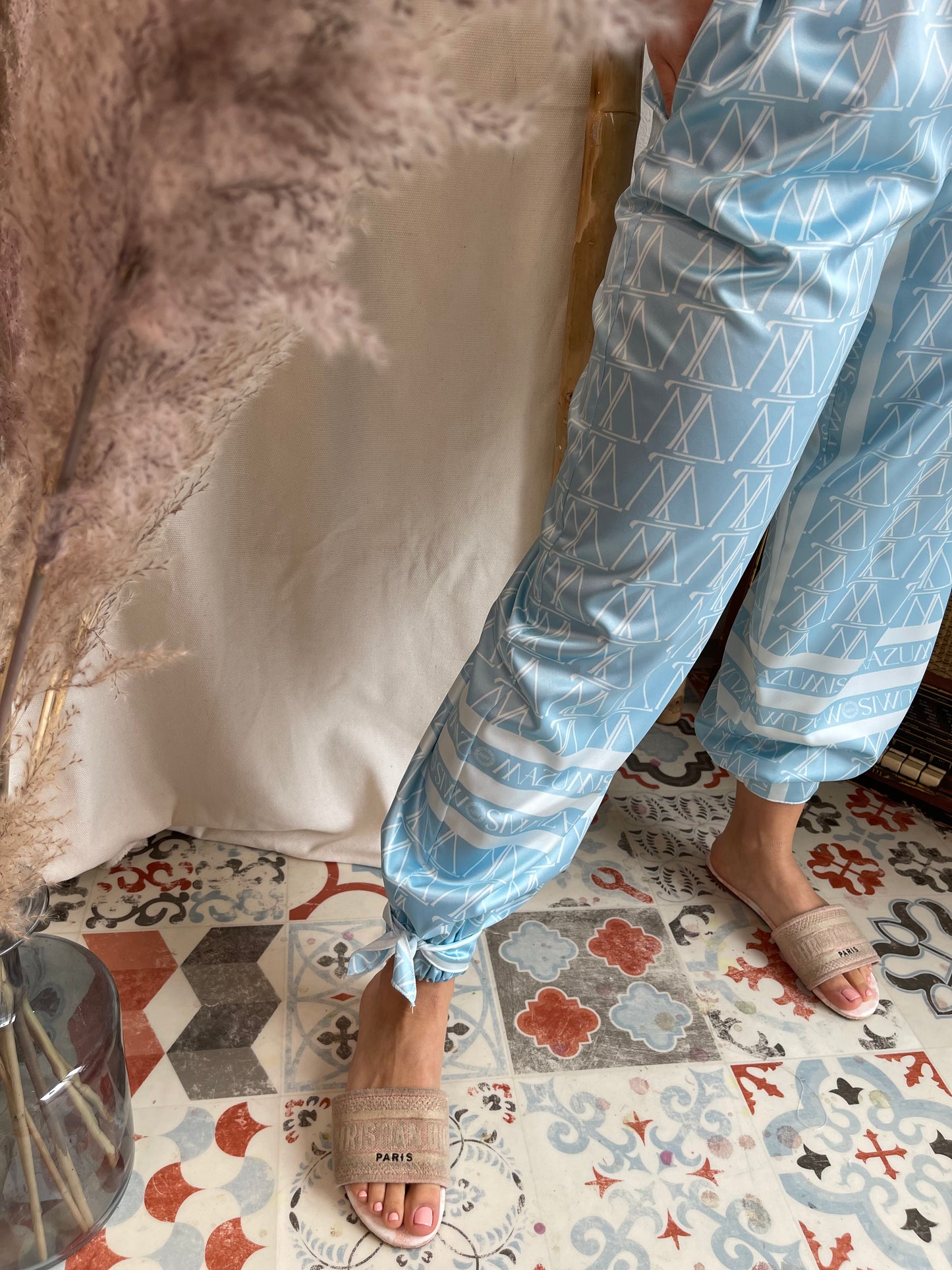 Pants satin Blue